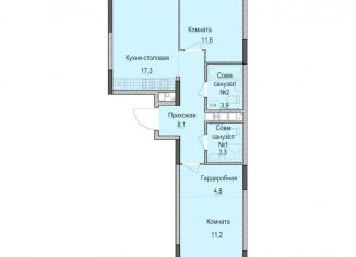 Продаю 2-ком. квартиру, 60.2 м2, Казань