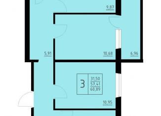 Продам 3-комнатную квартиру, 60.9 м2, Пермский край