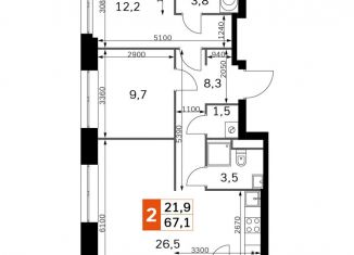 Продам 2-комнатную квартиру, 67.1 м2, Москва, район Покровское-Стрешнево