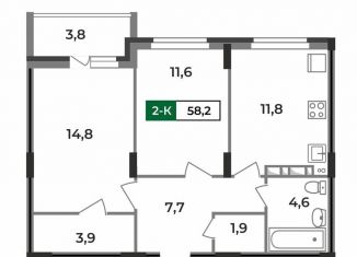 Продам двухкомнатную квартиру, 58.2 м2, Владимирская область, улица Зои Космодемьянской, 28/1