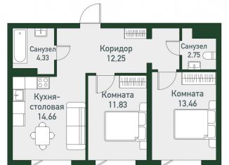 2-ком. квартира на продажу, 59.3 м2, Челябинская область