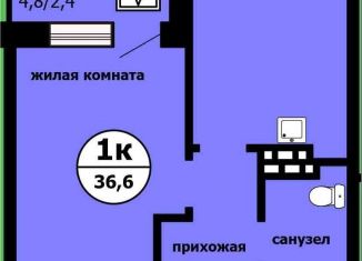 Продам однокомнатную квартиру, 36.6 м2, Красноярск, Свердловский район