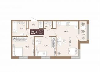 Продается 2-комнатная квартира, 60.2 м2, Тобольск, 15-й микрорайон, 25, ЖК Европейский Квартал