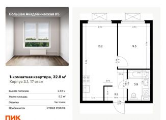 Продается 1-комнатная квартира, 32.8 м2, Москва, Тимирязевский район, жилой комплекс Большая Академическая 85, к3.1