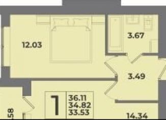 Продам 1-комнатную квартиру, 36.1 м2, Калининград, Центральная площадь, Ленинградский район