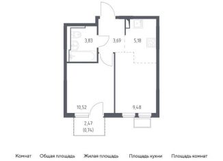 Однокомнатная квартира на продажу, 33.4 м2, село Остафьево, жилой комплекс Остафьево, к15