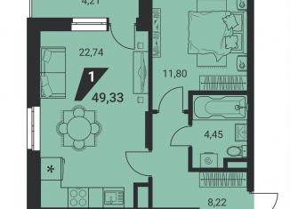 Продажа 1-комнатной квартиры, 49.3 м2, Екатеринбург, улица Громова, 26, ЖК Миллениум