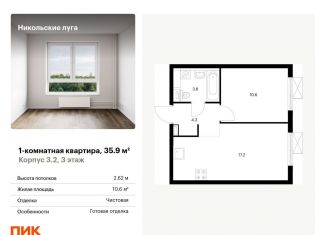 Продаю однокомнатную квартиру, 35.9 м2, Москва, ЮЗАО