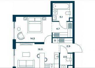 Продажа однокомнатной квартиры, 47.8 м2, Москва, метро Аэропорт