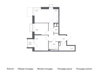 Продается двухкомнатная квартира, 59.5 м2, Московская область, жилой комплекс Долина Яузы, 1