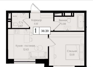 1-комнатная квартира на продажу, 38.2 м2, Москва, метро Преображенская площадь