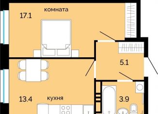 1-комнатная квартира на продажу, 39.5 м2, Пермь, улица Куйбышева, 135