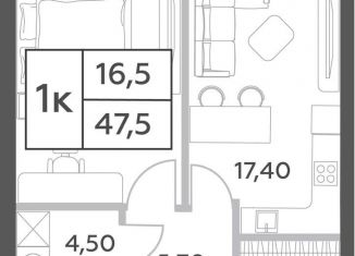 2-комнатная квартира на продажу, 47.5 м2, Москва, проспект Генерала Дорохова, вл1к1, метро Ломоносовский проспект