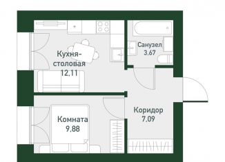 Продажа однокомнатной квартиры, 33 м2, Екатеринбург, Ленинский район