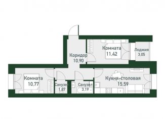 Двухкомнатная квартира на продажу, 54.5 м2, Екатеринбург, метро Чкаловская