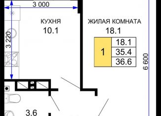 Продаю 1-комнатную квартиру, 36.6 м2, Краснодар, Прикубанский округ