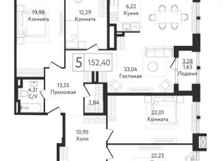 Пятикомнатная квартира на продажу, 151.7 м2, Москва, ЮАО