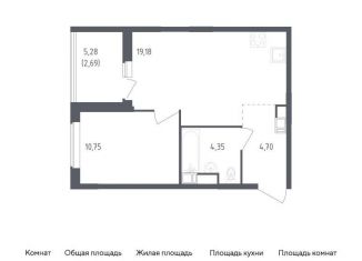 Продажа 1-комнатной квартиры, 41.7 м2, деревня Новосаратовка