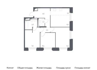 Продам 3-комнатную квартиру, 72.7 м2, Московская область, жилой комплекс Заречье Парк, к3.2