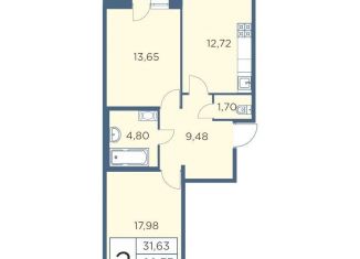 Продается 2-комнатная квартира, 61.4 м2, Санкт-Петербург, улица Александра Матросова, 8к3, улица Александра Матросова